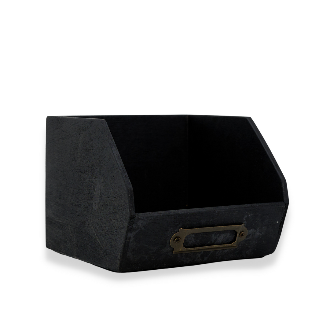 American Metalcraft PWBB45 Black Poplar Wood Caddy Box  4 5/8"