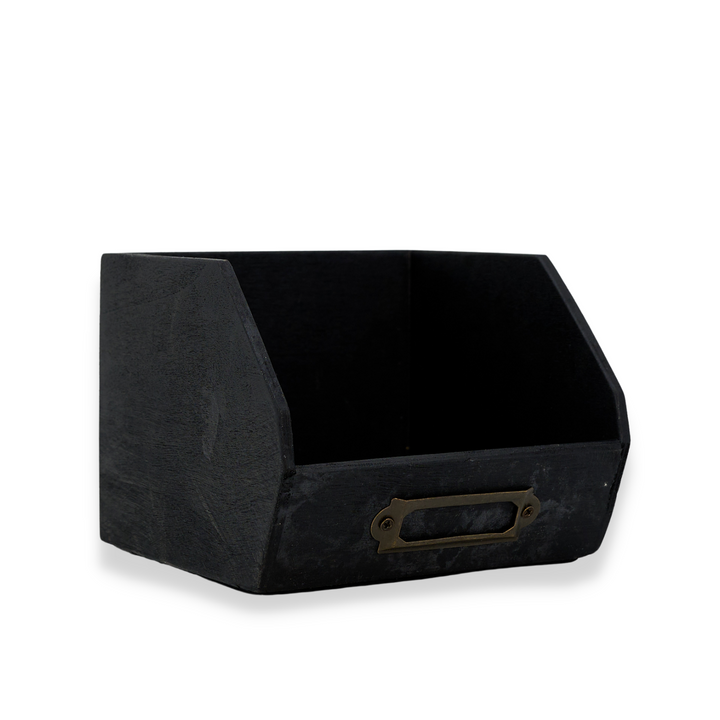 American Metalcraft PWBB45 Black Poplar Wood Caddy Box  4 5/8" American Metalcraft