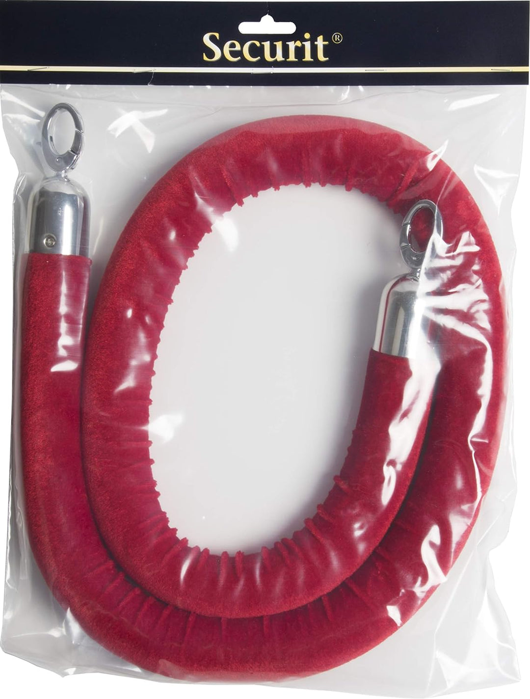 American Metalcraft RSCLRPCHRD 5' Red Barrier Rope with Silver Ends