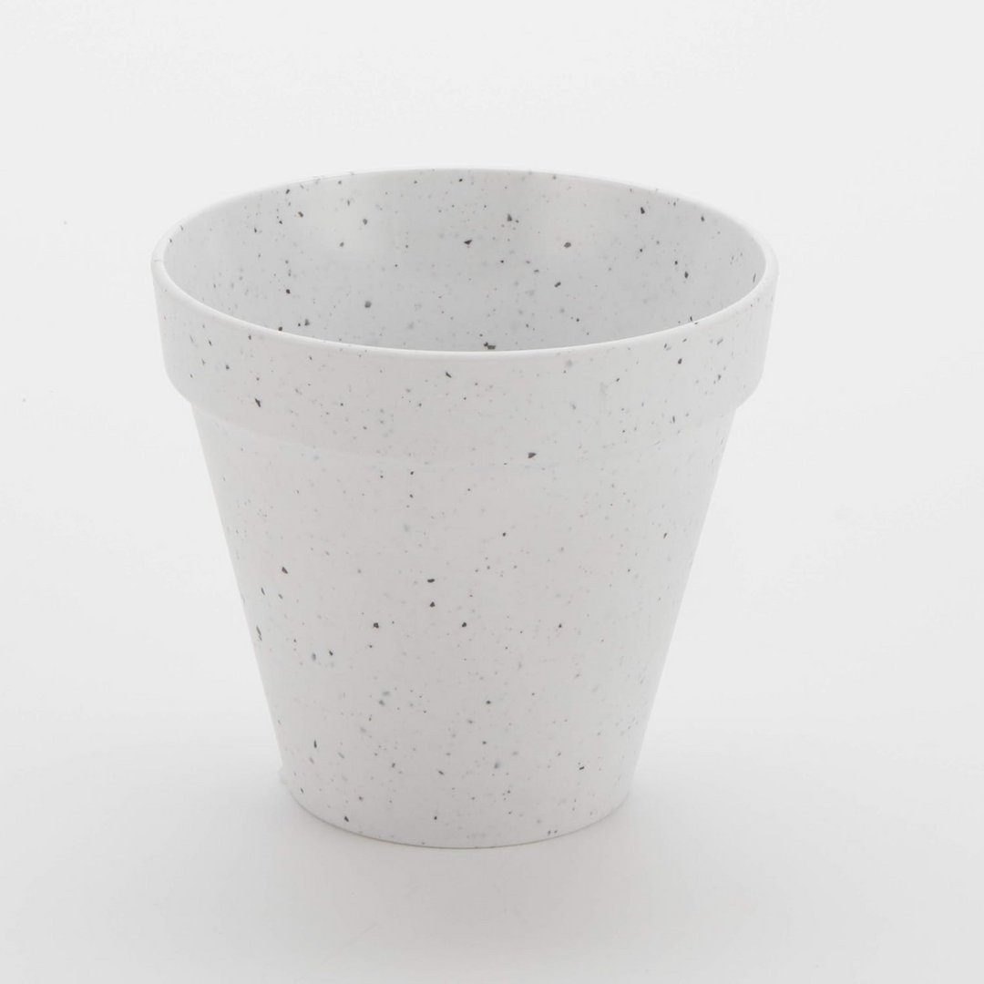 American Metalcraft MELPOTC24 24 oz White Speckled Melamine Flower Pot