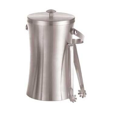 American Metalcraft ISSB8 49 oz Double Walled Satin Ice Bucket with Tongs American Metalcraft