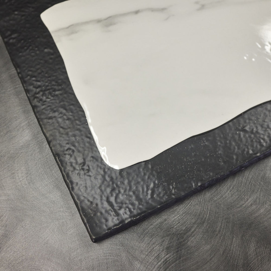American Metalcraft MWR18 Black and White Marble Serving Board 18"