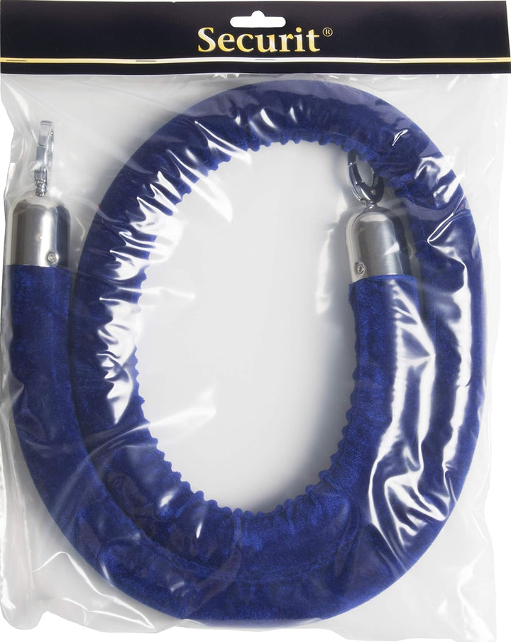 American Metalcraft RSCLRPCHBU 5' Blue Barrier Rope with Silver Ends