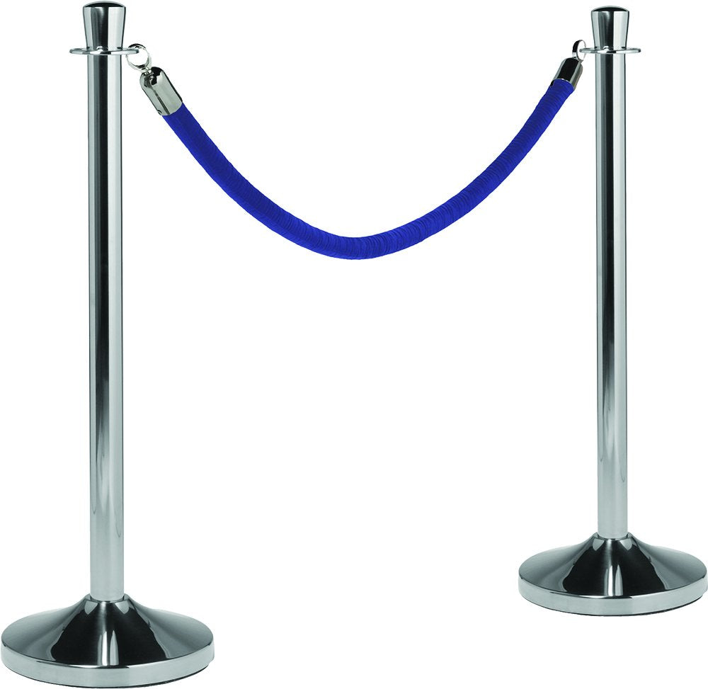 American Metalcraft RSCLRPCHBU 5' Blue Barrier Rope with Silver Ends