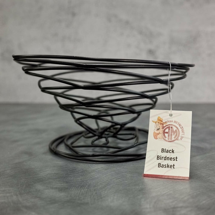 American Metalcraft BNB9 9" x 4" Round Black Birdnest Basket American Metalcraft