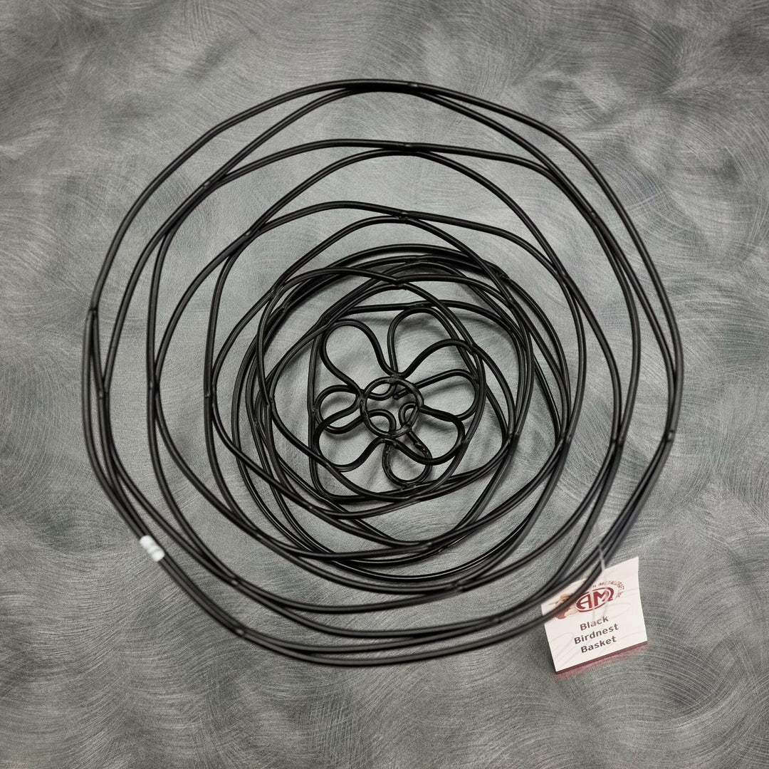 American Metalcraft BNB9 9" x 4" Round Black Birdnest Basket American Metalcraft