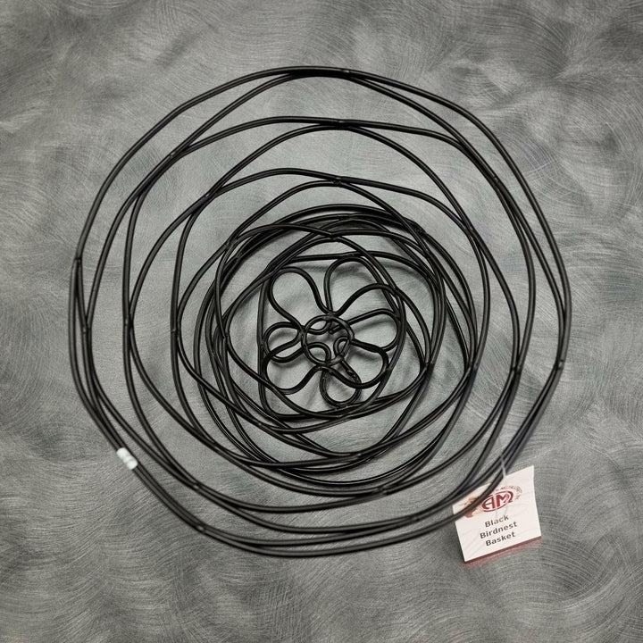 American Metalcraft BNB9 9" x 4" Round Black Birdnest Basket American Metalcraft
