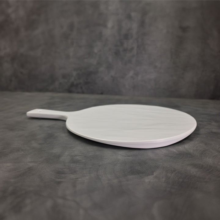 American Metalcraft FSRW11  12" Round White Faux Slate Serving Peel