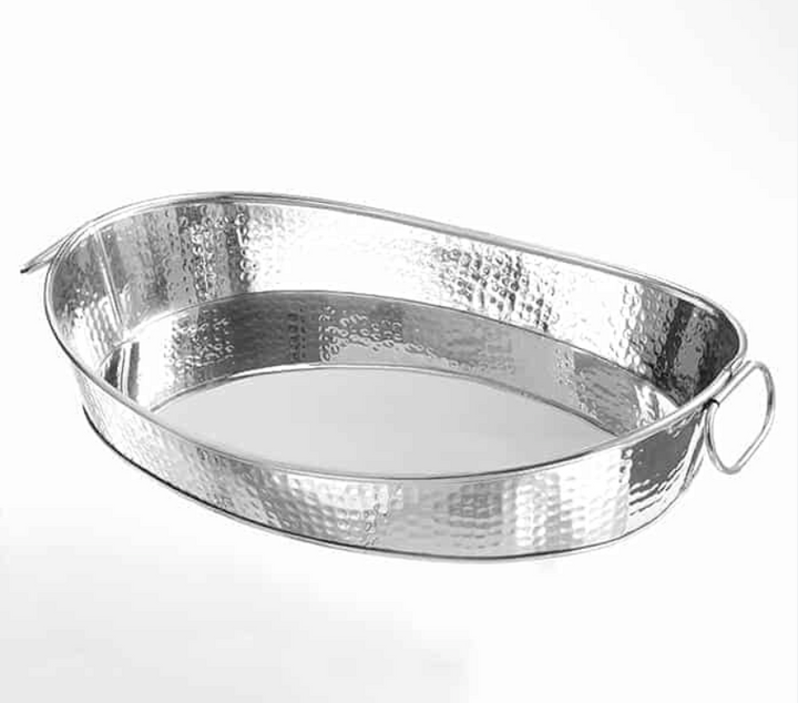 American Metalcraft HAMOV19 18" Stainless Steel Oval Hammered Tray American Metalcraft