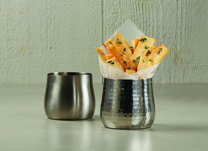 American Metalcraft SCH9 9 Oz Round Hammered Stainless Steel Fry Cup American Metalcraft