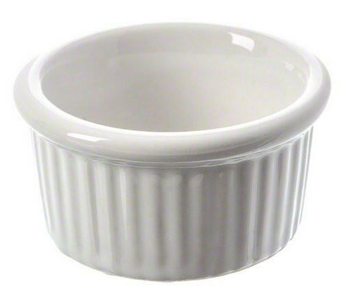 American Metalcraft CRMK1 1 Oz White Round Ceramic Fluted Ramekin American Metalcraft
