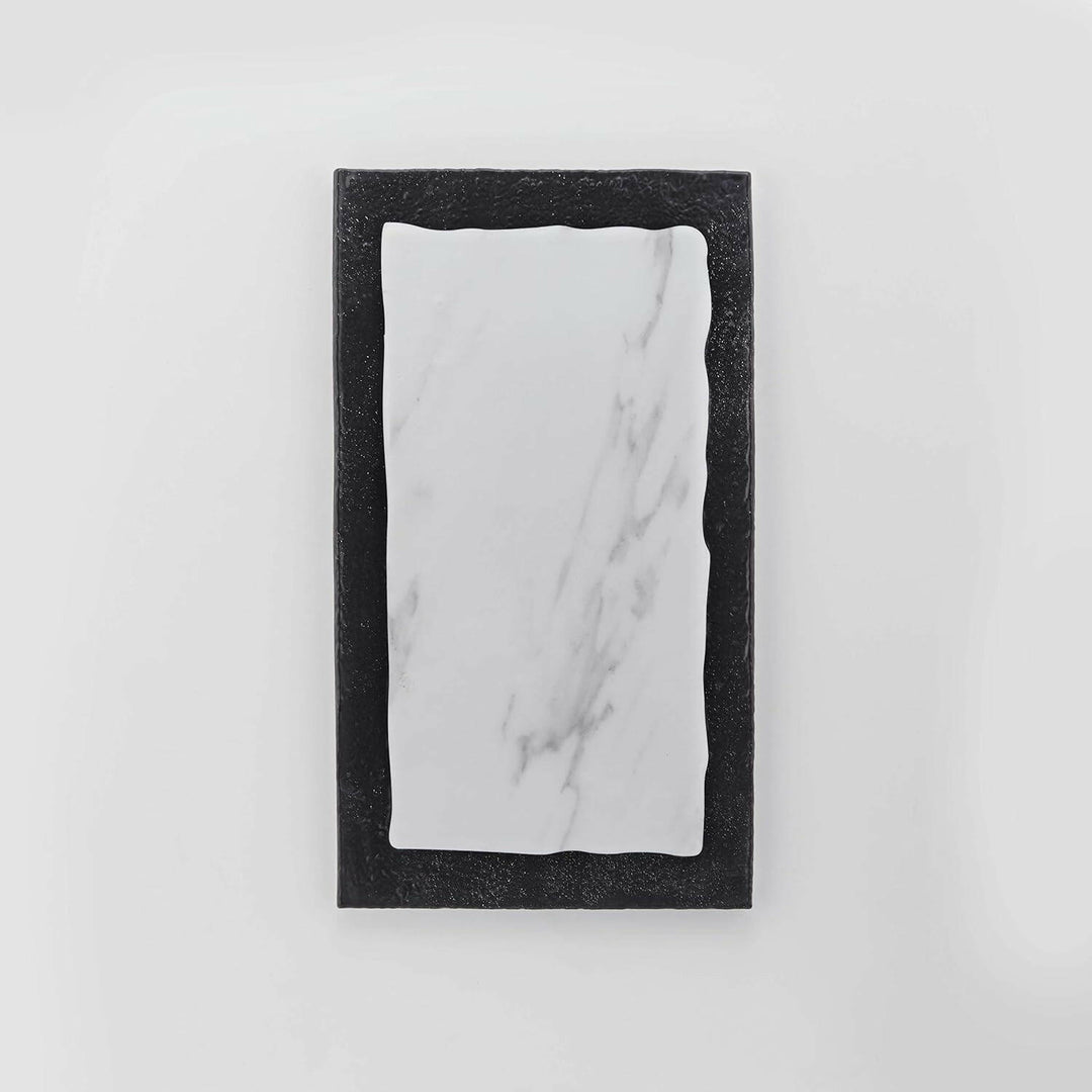 American Metalcraft MWR15 14-1/2" White Rectangular Melamine Marble Pattern Serving Board American Metalcraft