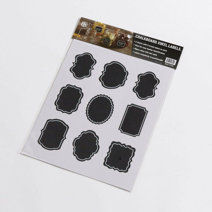 American Metalcraft CSM18 2 1/4" x 1 3/4" Ornate Vinyl Chalkboard Labels - 18/Pack American Metalcraft