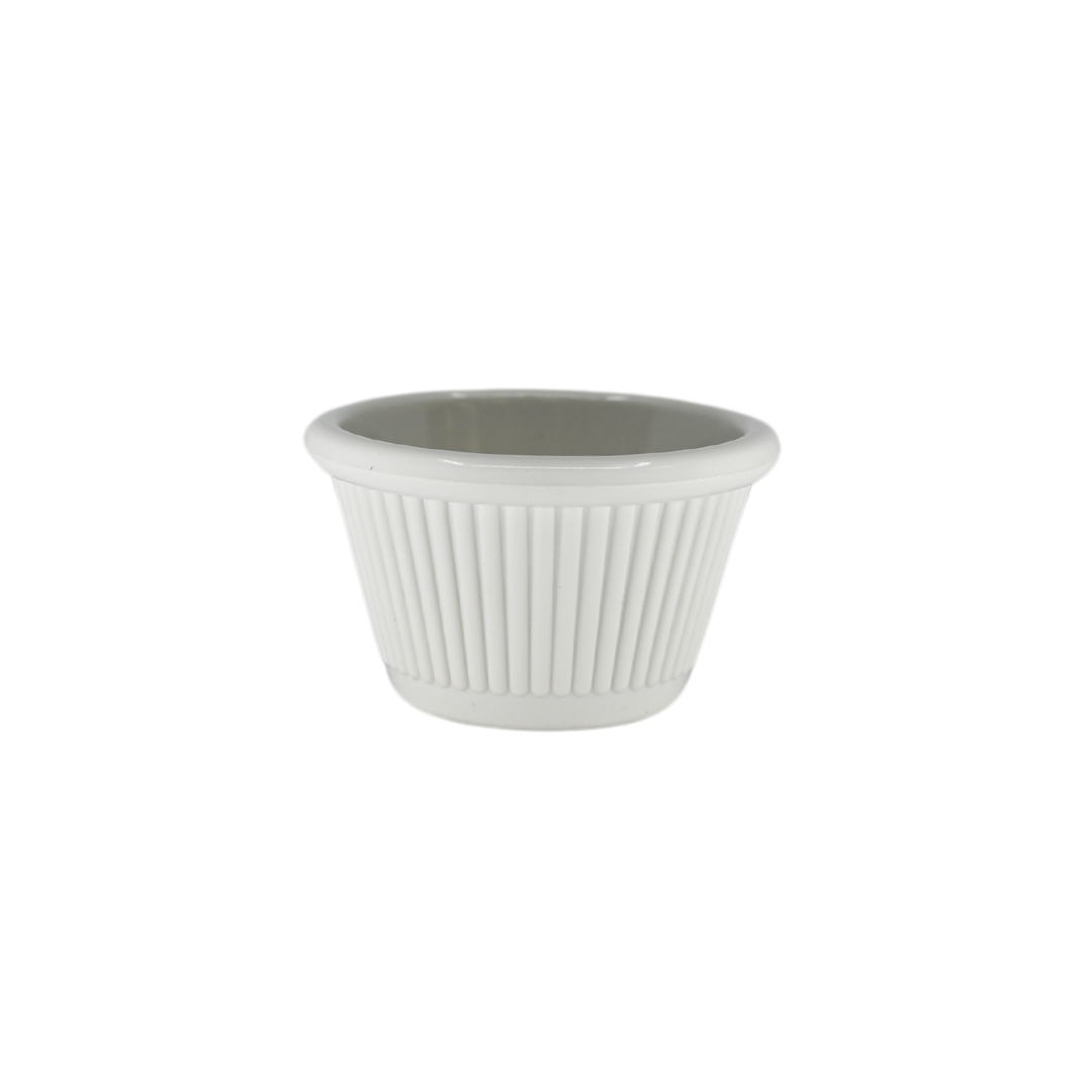 American Metalcraft MRF150W 1.5 oz White Round Melamine Fluted Ramekin