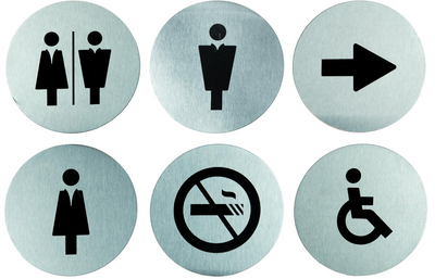 American Metalcraft SISSSET Universal Stainless Steel Door Signs, Set of 6