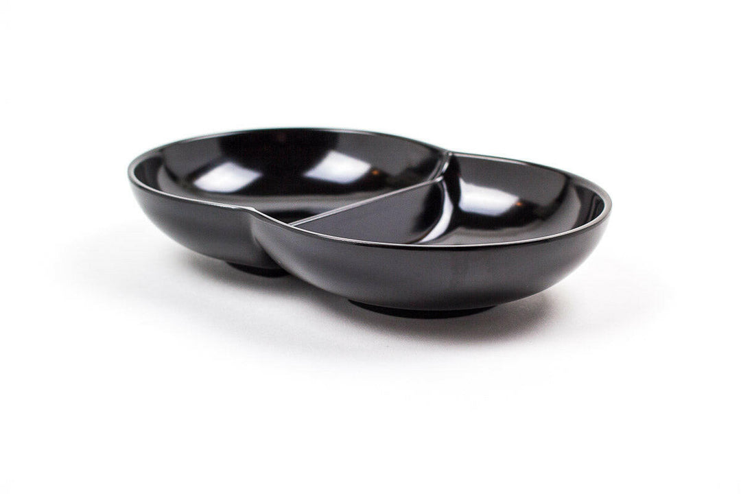 Cheforward Create 15011142001 33 oz Black 2 Compartment Oval Bowl 10" Cheforward