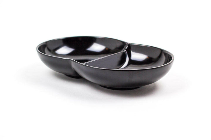 Cheforward Create 15011142001 33 oz Black 2 Compartment Oval Bowl 10" Cheforward
