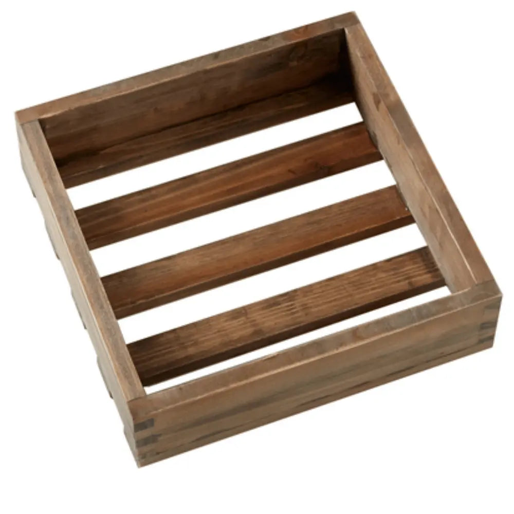 American Metalcraft WCVS Small Vintage Walnut Wood Crate 9x9