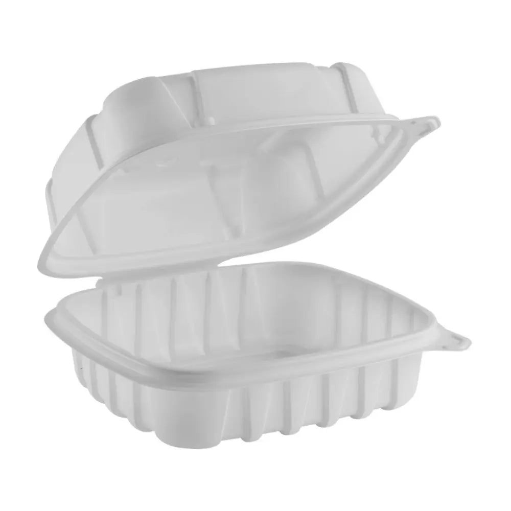 Anchor Packaging 6x6 18 oz Microwavable Hinged Container White MFPP