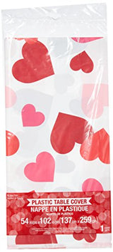 Creative Converting Red Hearts Plastic Table Cover 54x108