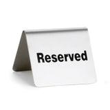 Tablecraft B9 2.5"X2"X2" Stainless Steel Buffet "Reserved" Tent Sign