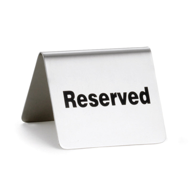 Tablecraft B9 2.5"X2"X2" Stainless Steel Buffet "Reserved" Tent Sign Tablecraft