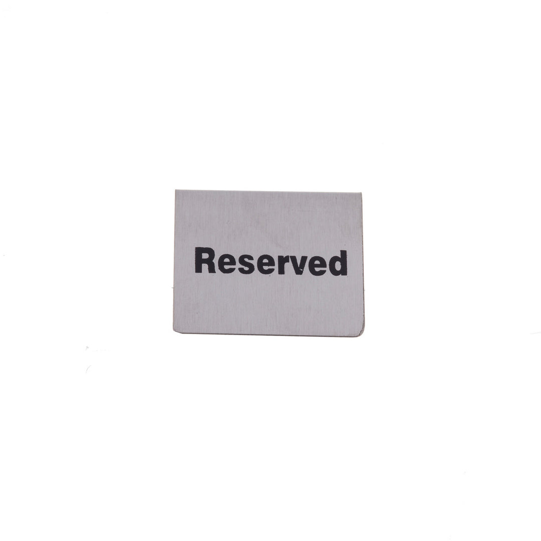Tablecraft B9 2.5"X2"X2" Stainless Steel Buffet "Reserved" Tent Sign