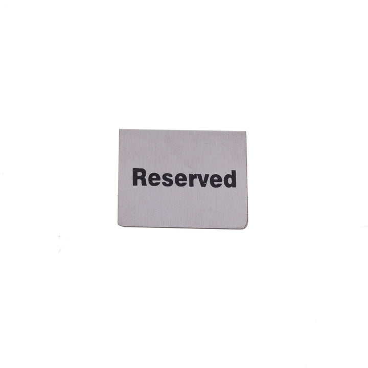 Tablecraft B9 2.5"X2"X2" Stainless Steel Buffet "Reserved" Tent Sign Tablecraft