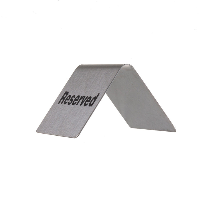 Tablecraft B9 2.5"X2"X2" Stainless Steel Buffet "Reserved" Tent Sign Tablecraft