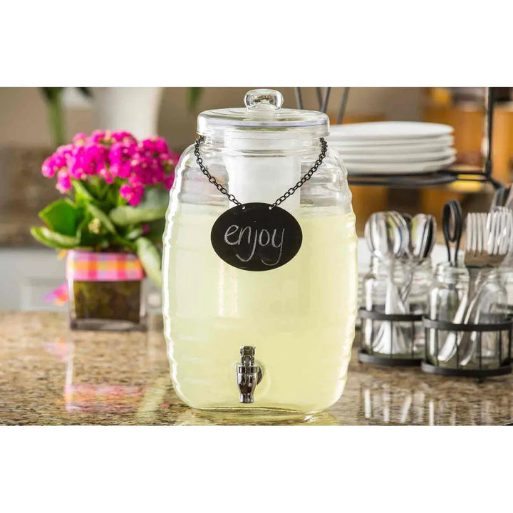 Tablecraft BDG1000 2.5 Gallon  Beehive Dispenser with Ice Core Infuser and Chalkboard Necklace Beverage Tablecraft
