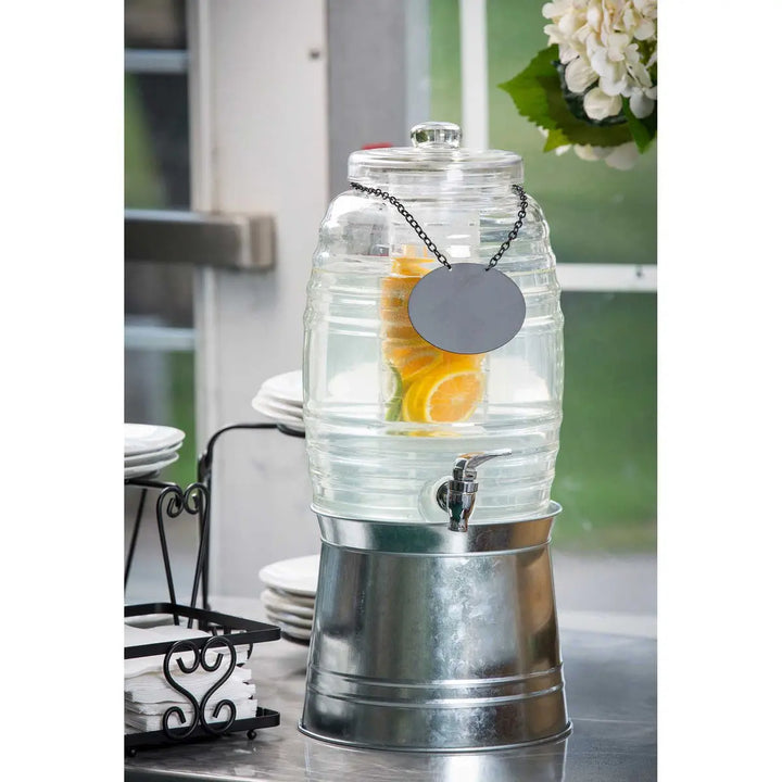 Tablecraft BDG1000 2.5 Gallon  Beehive Dispenser with Ice Core Infuser and Chalkboard Necklace Beverage Tablecraft