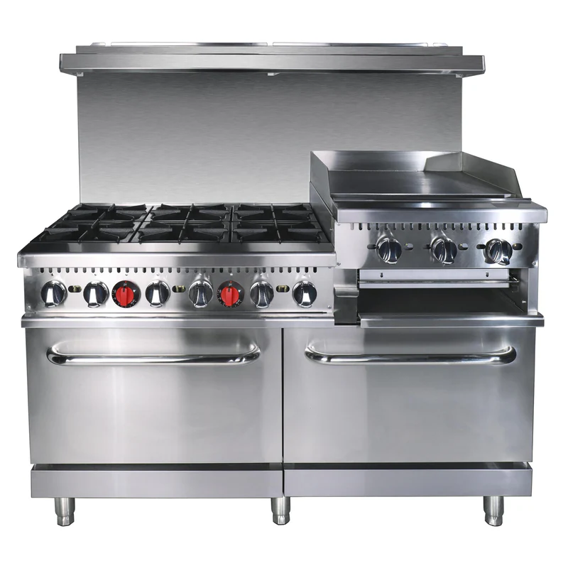 Adcraft BDGR-6024GB/NG 60" Wide Gas Range/Griddle/Broiler Combo with 6 Burner