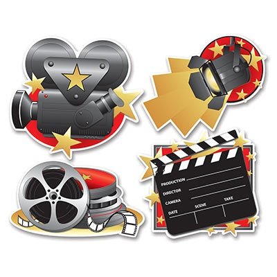 Beistle Movie Set Cutouts 14.75–16.5 In. 4-Pack | 54155