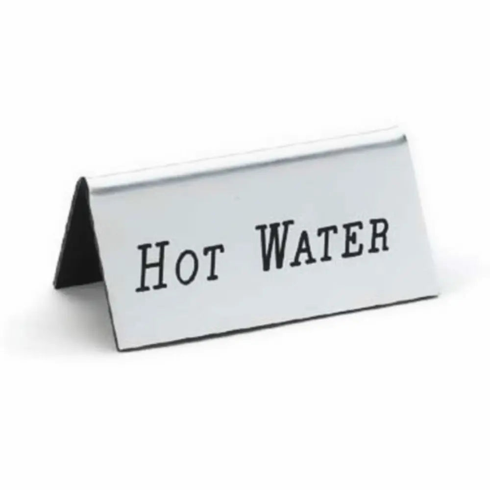 Cal-Mil Silver Hot Water Beverage Tent Sign | 3" W x 1-1/2" H
