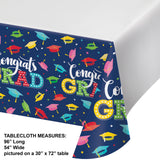 Creative Converting 374118 Glad to Be Grad Paper Table Cover 96" x 54"