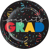 Creative Converting 369877 9" Round Congrats Grad Paper Plates