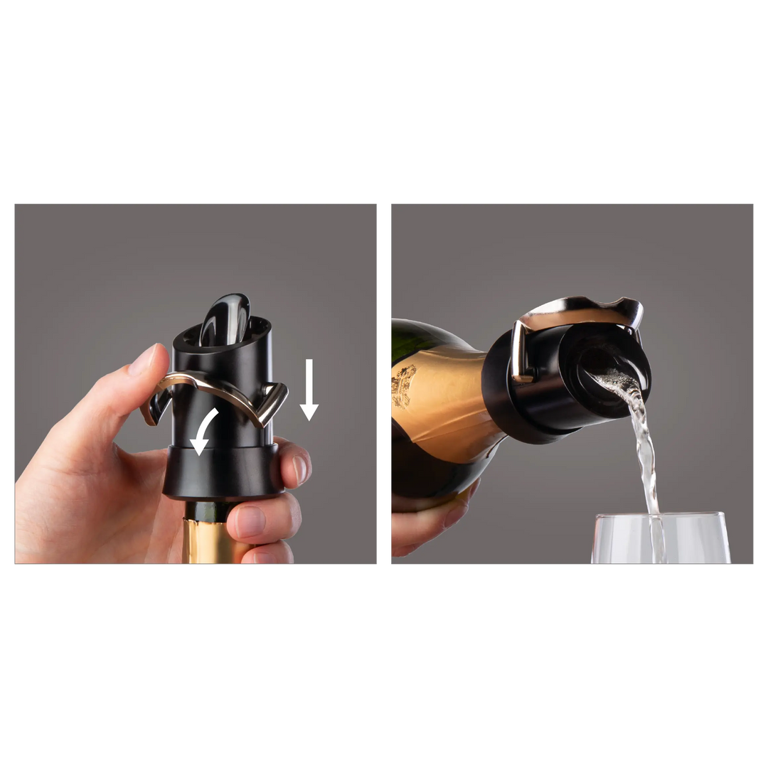 Vacu Vin 1880460 Champagne Saver/Pourer Black Vacu Vin