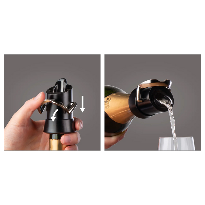 Vacu Vin 1880460 Champagne Saver/Pourer Black Vacu Vin