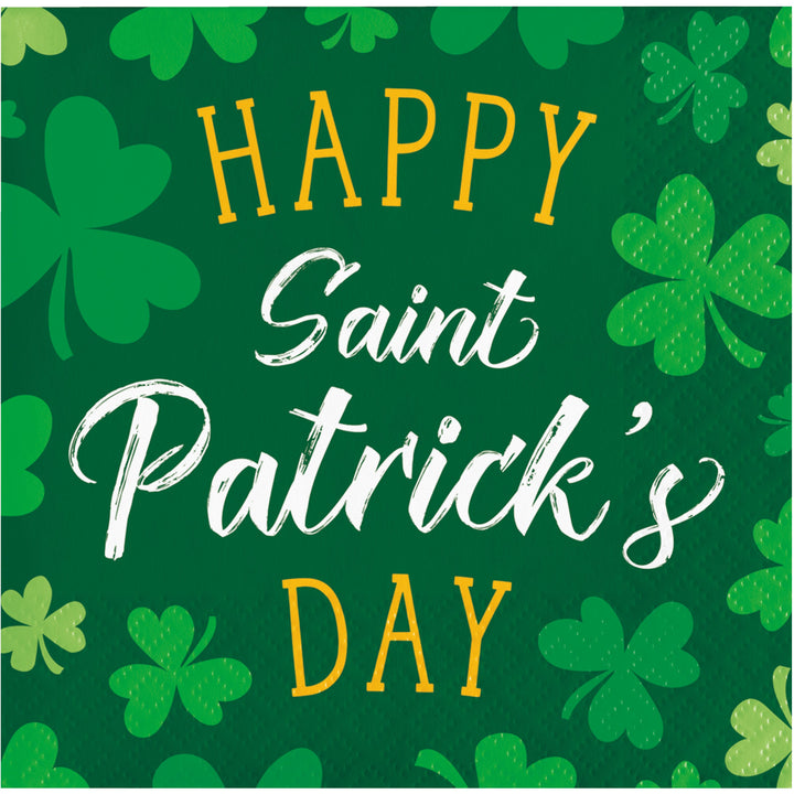 Creative Converting 369753 10" X 10" Shamrock and Roll Lucky Beverage Napkins Creative Converting