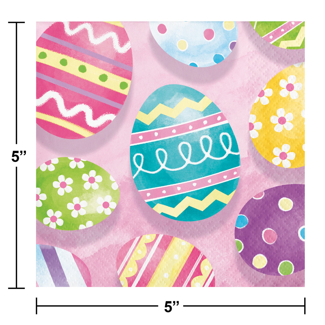 Creative Converting 369775 10" X 10" Eggsciting Easter Beverage Napkins