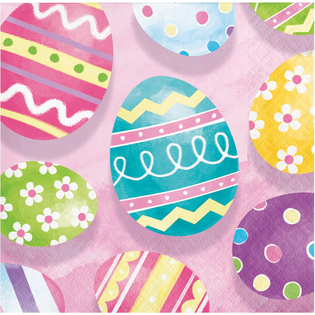 Creative Converting 369775 10" X 10" Eggsciting Easter Beverage Napkins