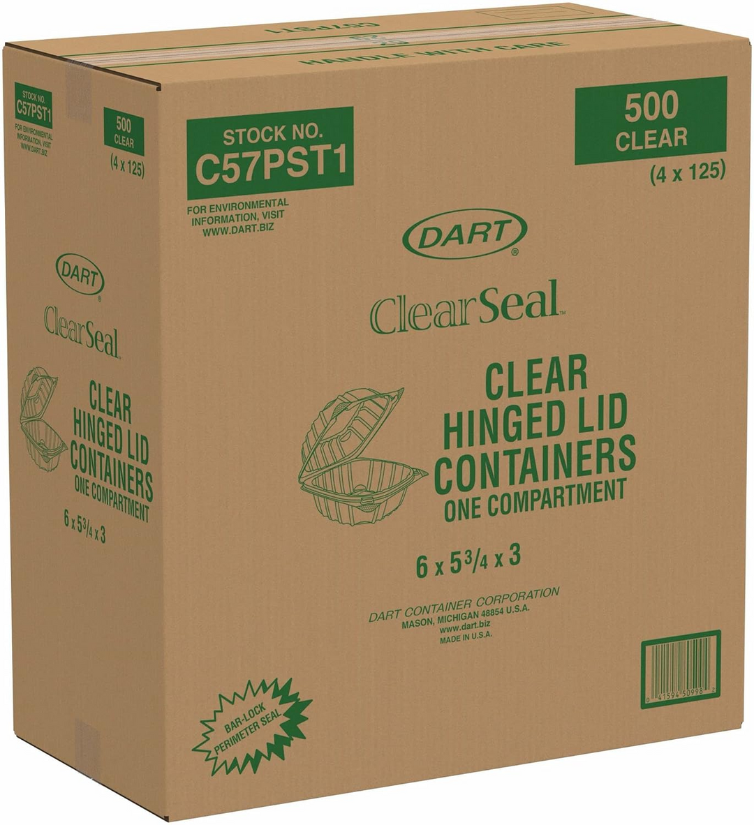 Dart C57PST1 6X6 ClearSeal Hinged Container