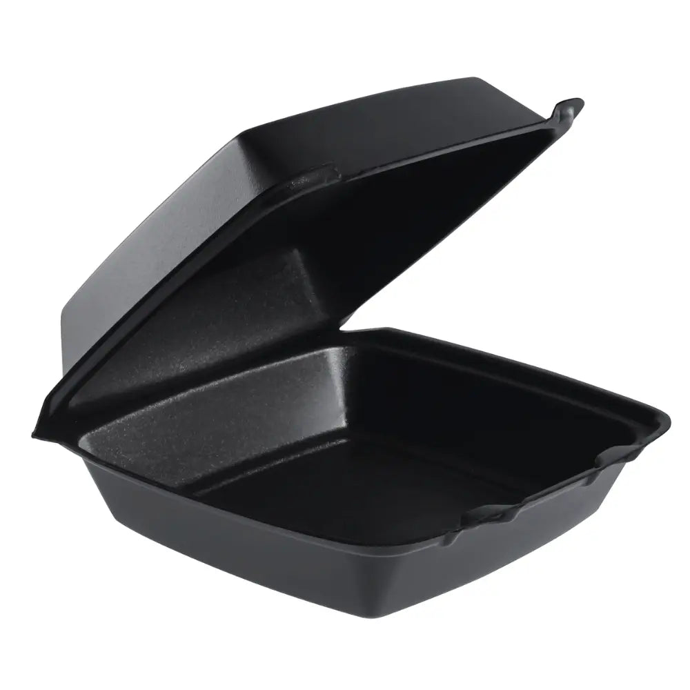 Dart 85HTB1R Black Foam Hinged Container 8x8 | Case of 200