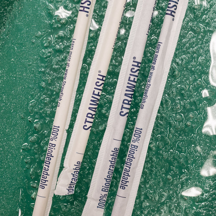 7.75" Black Wrapped Bio-Plastic Straw Strawfish