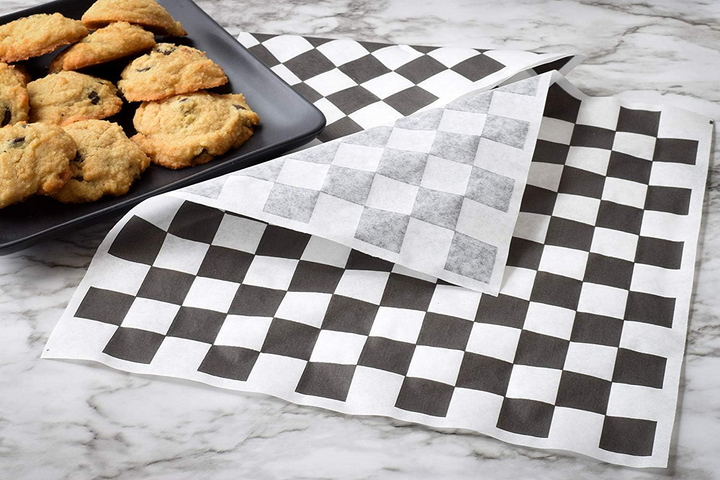 Printed Black Checkboard Deli Wrap 12" x 12" (FDP12BK)
