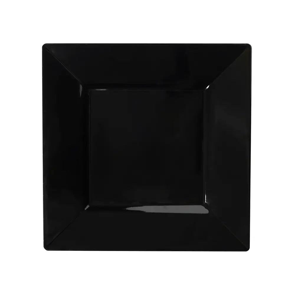 Fineline Settings 9.5 Inch Black Square Plastic Dinner Plate