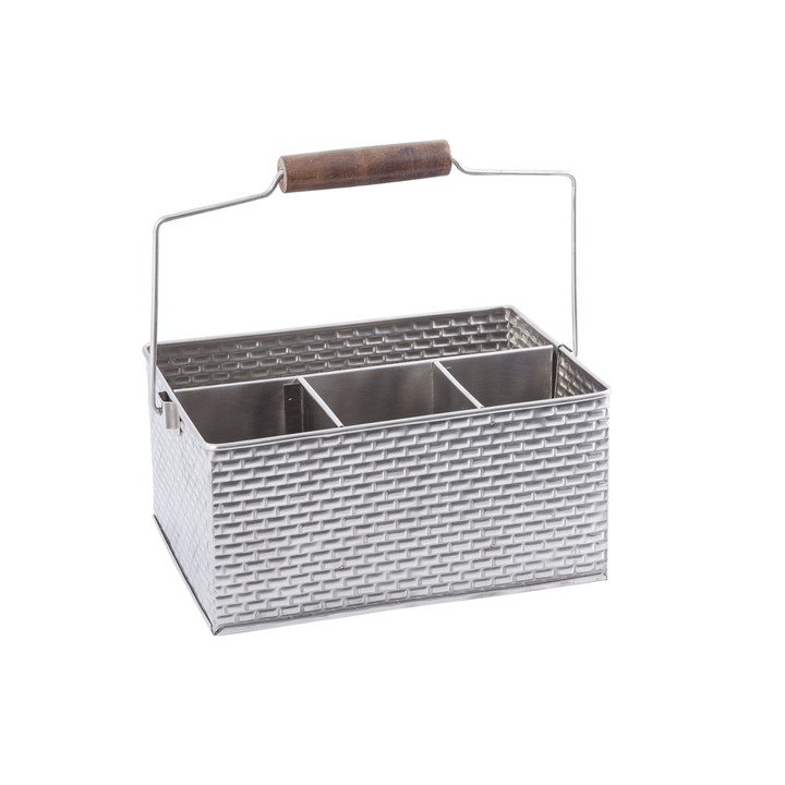 Tablecraft GPSSCADDY 4-Compartment Rectangular Flatware Caddy with Handle