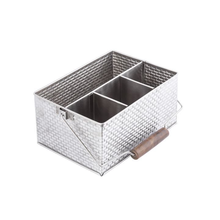 Tablecraft GPSSCADDY 4-Compartment Rectangular Flatware Caddy with Handle