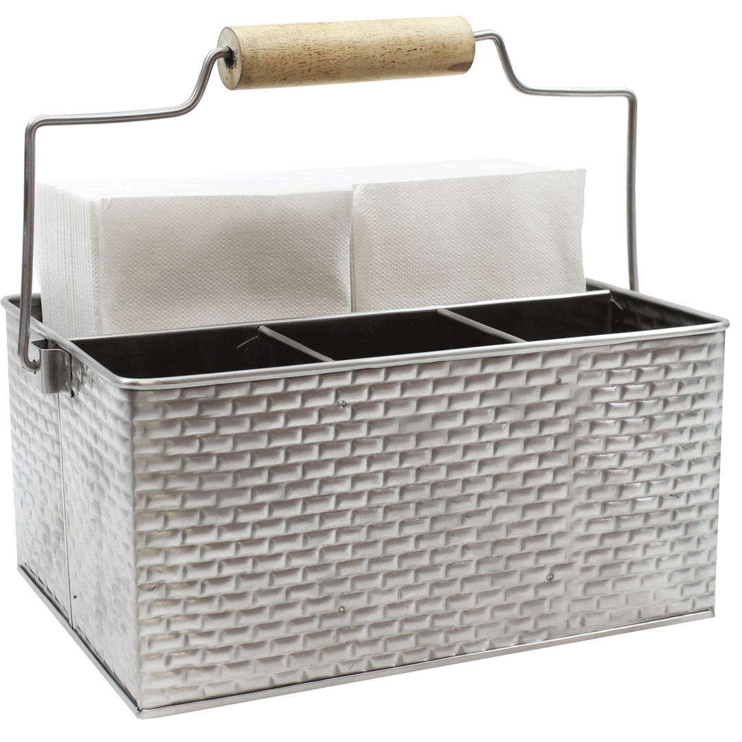 Tablecraft GPSSCADDY 4-Compartment Rectangular Flatware Caddy with Handle