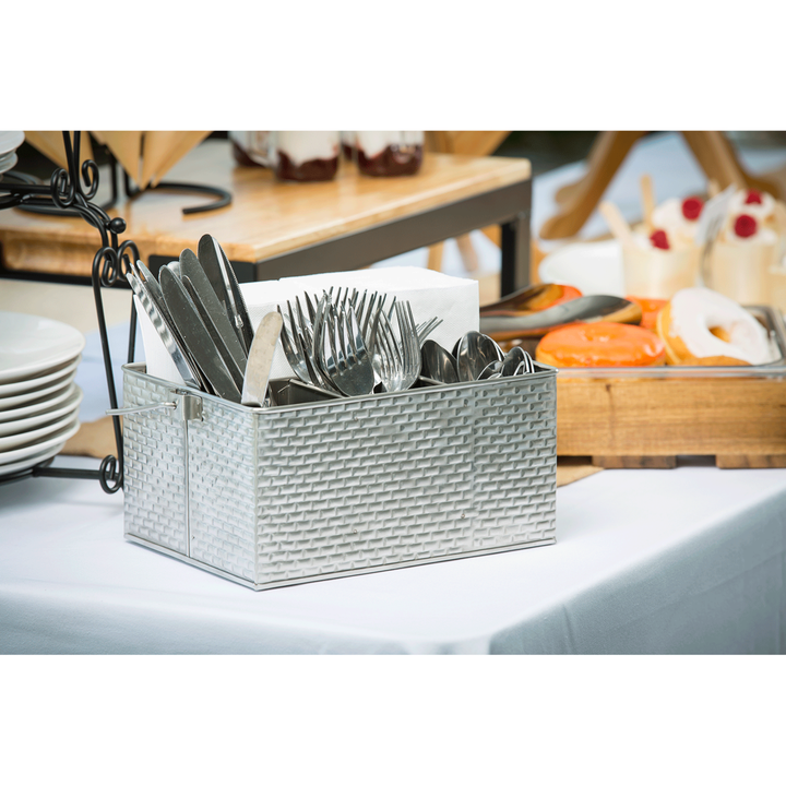 Tablecraft GPSSCADDY 4-Compartment Rectangular Flatware Caddy with Handle